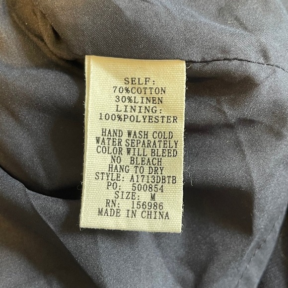 NWT BALTIC BORN Navy Blue Button Front Collared Midi Dress Size M Cotton Linen - Picture 6 of 6